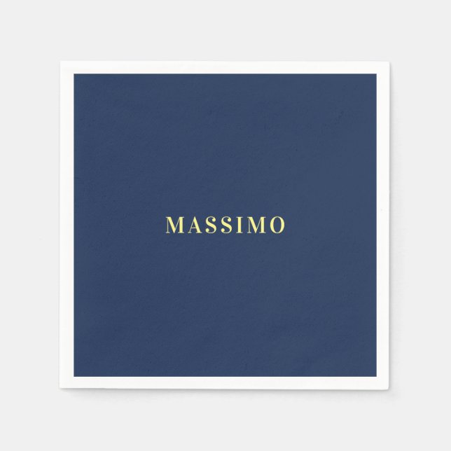 Guardanapo De Papel Minimalista Nome Azul Profissional Clássico (Frente)