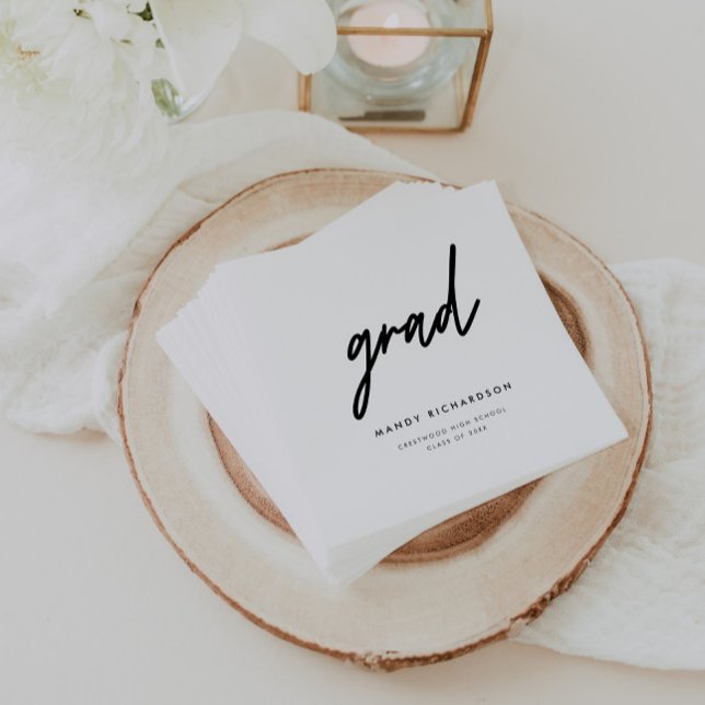 Guardanapo De Papel Minimalistic Black & White Script Graduation Party (Criador carregado)
