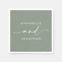 Guardanapo De Papel Mínimo de casamento contemporâneo do sábio moderno