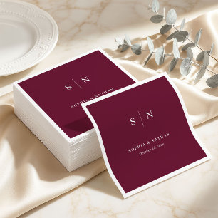 Guardanapo De Papel Mínimo e Chic Burgundy   Casamento