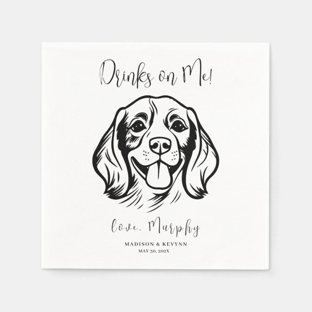 Guardanapo De Papel Mínimo e Chic | Casamento de Cachorros Napkins (Frente)