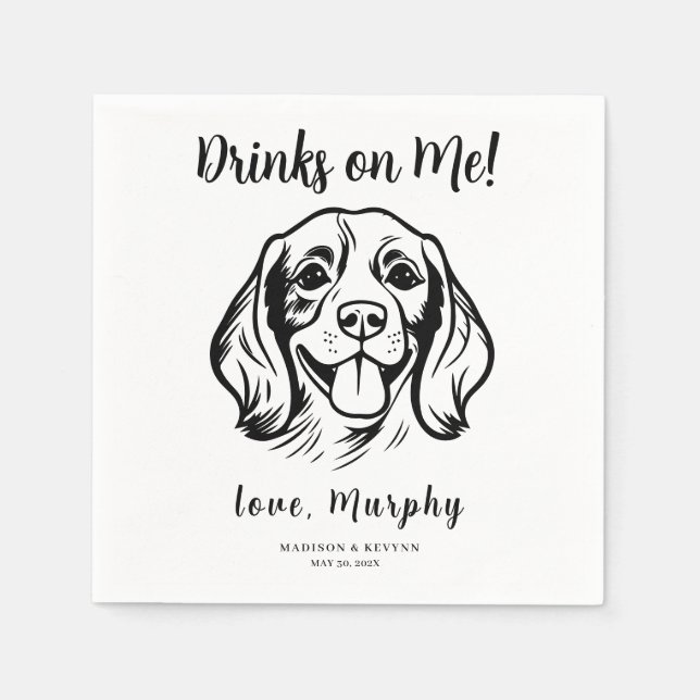 Guardanapo De Papel Mínimo e Chic | Casamento de Cachorros Napkins (Frente)