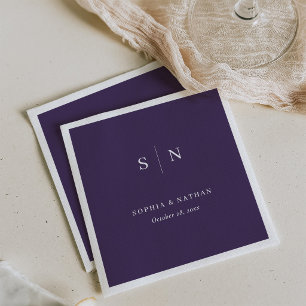 Guardanapo De Papel Mínimo e Chic   Casamento Roxo Escuro
