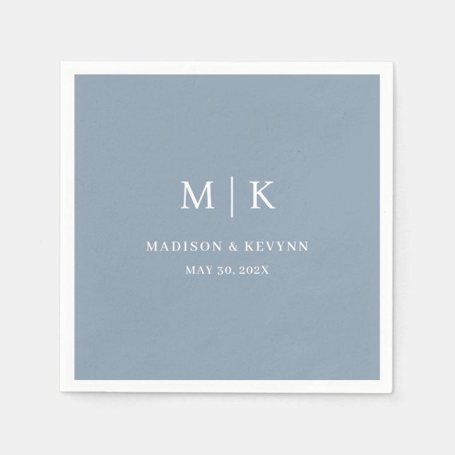 Guardanapo De Papel Mínimo e Chic Dusty Blue | Wedding Napkins (Frente)