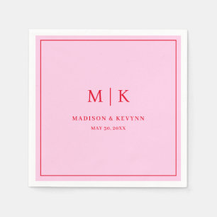 Guardanapo De Papel Mínimo e vermelho-chic rosa   Wedding Napkins