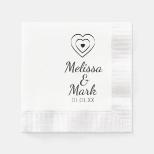 Guardanapo De Papel Mínimo Simples Triplo Corações Desenhados à Mão