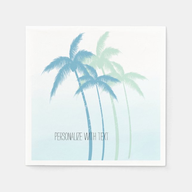 Guardanapo De Papel Mint Blue Tropical Palm Trees (Frente)
