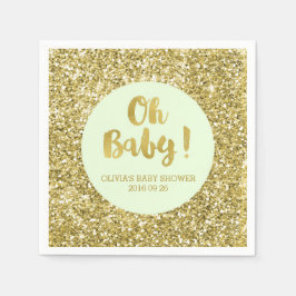 Guardanapo De Papel Mint Dourado Glitter Confetti Oh Baby Chá de frald