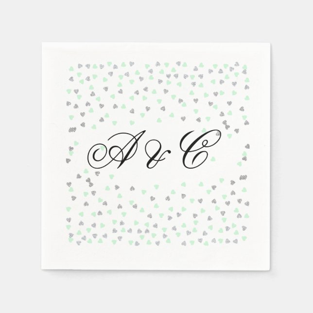 Guardanapo De Papel Mint e Silver Party Napkins (Frente)