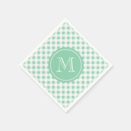 Guardanapo De Papel Mint Green e White Gingham, seu monograma
