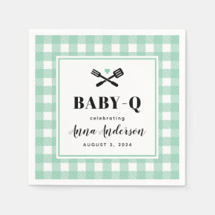 Guardanapo De Papel Mint Green Gingham Xadrez Baby Q