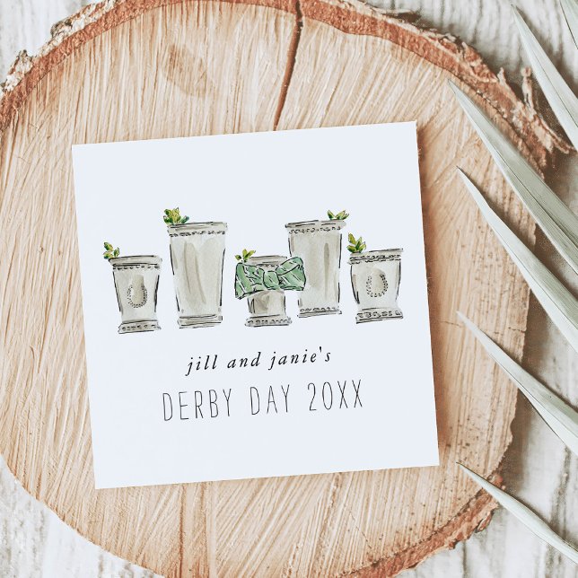 Guardanapo De Papel Mint Julep Derby Day Party (Mint Julep Watercolor Illustrated Derby Day Party Cocktail Napkins)