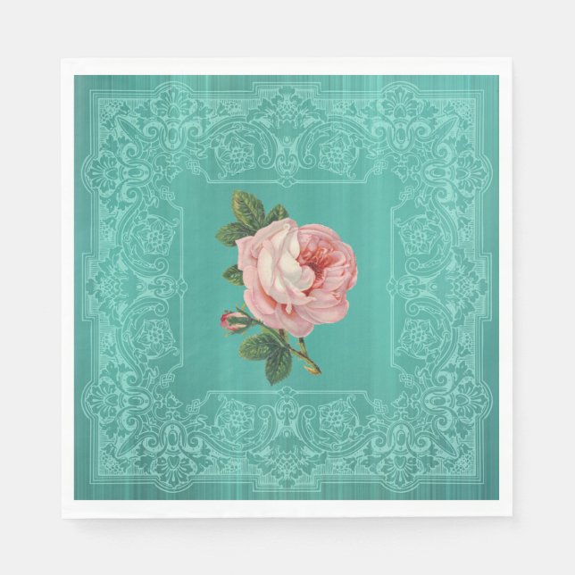 Guardanapo De Papel Mint Vintage Rosa Paper Napkins (Frente)