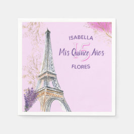 Guardanapo De Papel Mis Quince Anos Tema Paris Rosa Dourada Torre Eiff