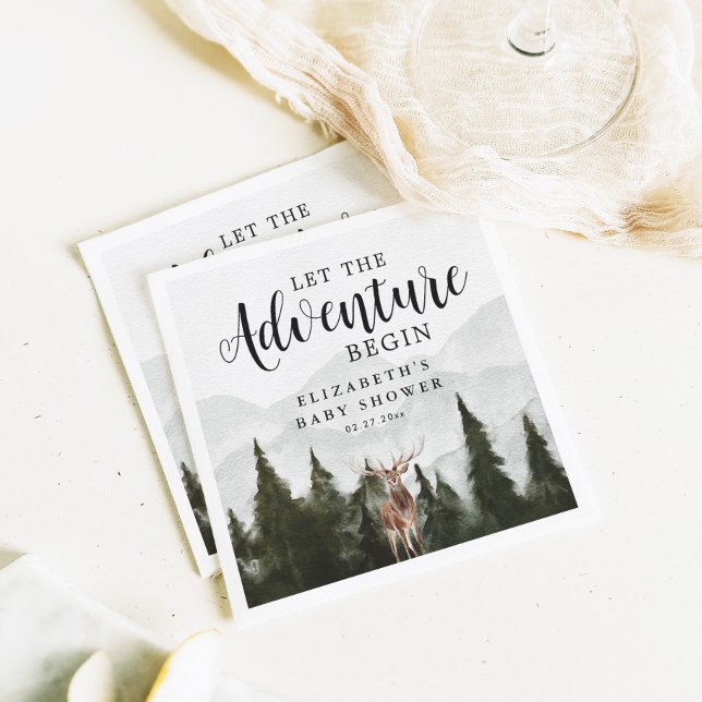 Guardanapo De Papel Misty Forest Deer Adventure Iniciar Chá de fraldas (Criador carregado)