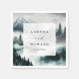 Guardanapo De Papel Misty Mountain Moon Pine Forest Casamento Napkins