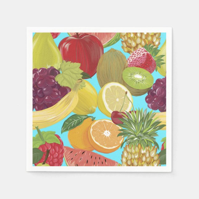 Guardanapo De Papel Mixed Tropical Fruit Illustration Pattern (Frente)