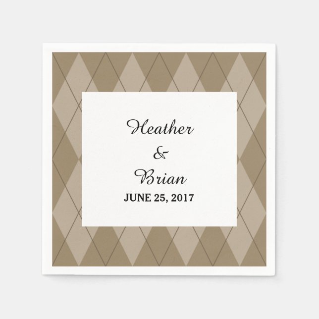 Guardanapo De Papel Mocha Argyle Paper Napkins (Frente)