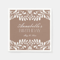 Mocha Brown Talavera Azulejo Fiesta Birthday