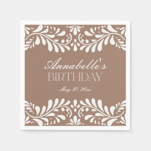 Guardanapo De Papel Mocha Brown Talavera Azulejo Fiesta Birthday