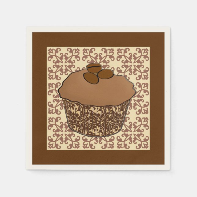 Guardanapo De Papel Mocha / Cupcake do Fosco do café, Fundo do local (Frente)