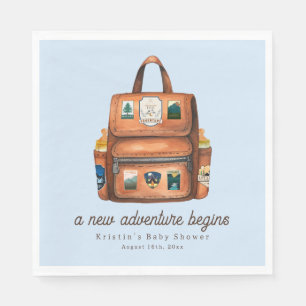 Guardanapo De Papel Mochila Aventura + Chá de fraldas Azul de Garrafas