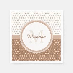 Guardanapo De Papel Mod Brown e White Bolinhas Monograma com Nome