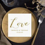 Guardanapo De Papel Modelo de Amor Personalizado De Casamento De Foil<br><div class="desc">Chic Faux Gold Foil Personalizada Com Modelo Napkins.</div>