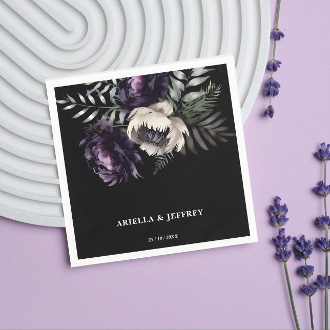 Guardanapo De Papel Modelo de casamento elegante do mano escuro (Dark moody boho elegant wedding template napkins personalized wedding tableware gothic wedding)