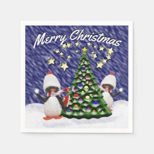 Guardanapo De Papel Modelo de Cena de Neve de Pinguim Bonito