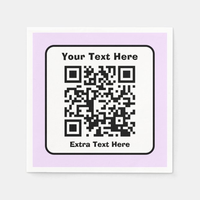 Guardanapo De Papel Modelo de código QR escaneável com texto editável (Frente)