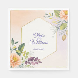 Guardanapo De Papel Modelo de Convite de Casamento Floral Elegante