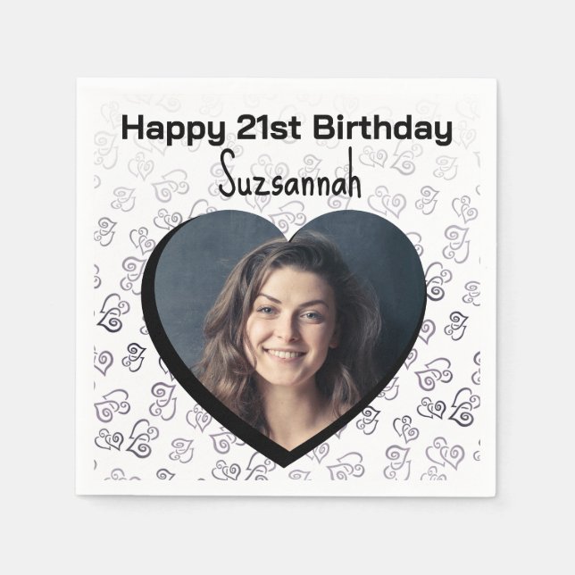 Guardanapo De Papel Modelo de Festa de aniversário de da de Foto Perso (Frente)