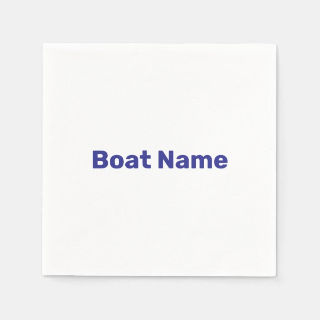 Guardanapo De Papel Modelo de texto branco e azul para nome de barco (Frente)