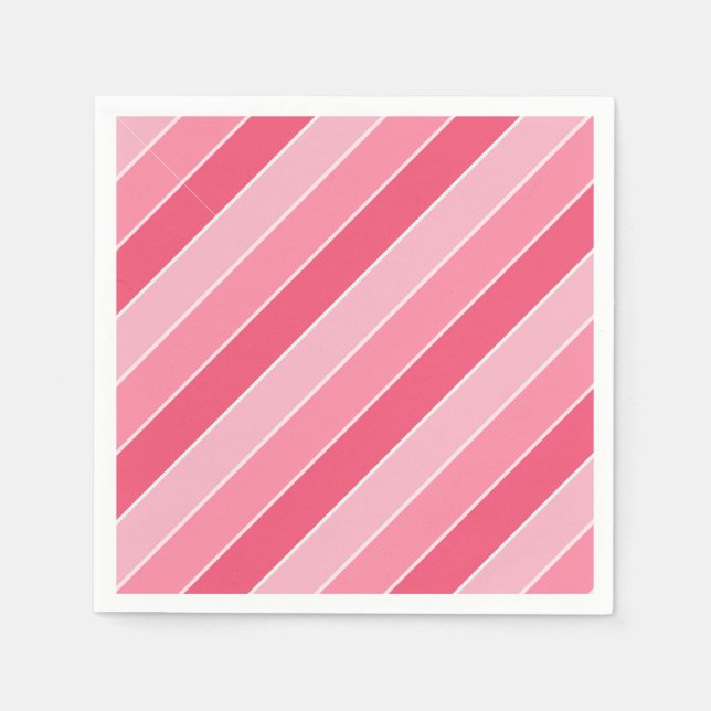 Guardanapo De Papel Modelo em Branco Listrado Rosa Vermelho Branco Mod (Frente)