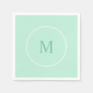 Guardanapo De Papel Modelo Moderno Verde Menta Monograma Elegante