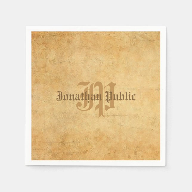 Guardanapo De Papel Modelo para Nostálgico Elegante Monograma manuscri (Frente)