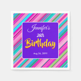 Guardanapo De Papel Modelo personalizado de aniversário com listras de