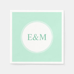 Guardanapo De Papel Modelo Verde Menta Moderno Monograma Elegante