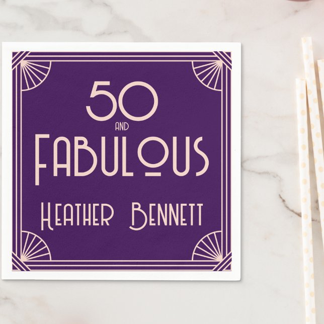Guardanapo De Papel Modern Art Deco 50 and Fabulous Birthday (Criador carregado)