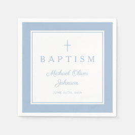 Guardanapo De Papel Modern Baby Blue Religius Cross Boy Baptism