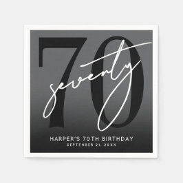 Guardanapo De Papel Modern Black 70th Birthday Party
