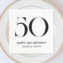 Modern Black and White Minimalist 50th Birthday