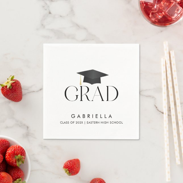 Guardanapo De Papel Modern Black and White Script Graduation (Insitu)