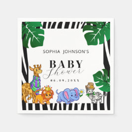 Guardanapo De Papel Modern Black and White Stripe Safari  Baby Shower 