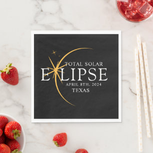Guardanapo De Papel Modern Black & Dourado 2024 Texas Total Eclipse So