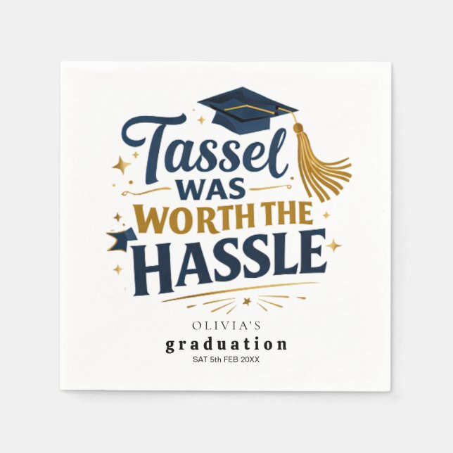 Guardanapo De Papel Modern Black & Gold Graduation Party Napkins  (Frente)
