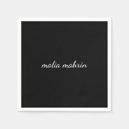 Guardanapo De Papel Modern Black Monogram Script Design