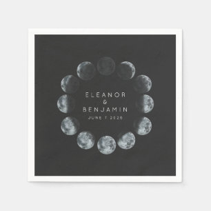 Guardanapo De Papel Modern Black Watercolor Moon Phases Casamento Pers