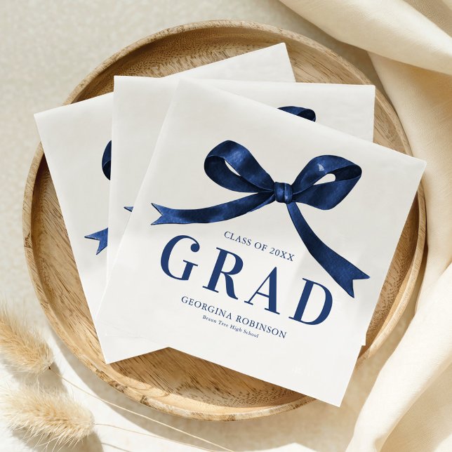 Guardanapo De Papel Modern Blue Bow Graduation Party (Criador carregado)